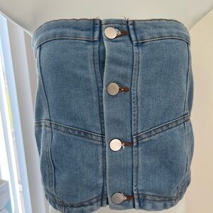 Denim Blue Women's Strapless Top